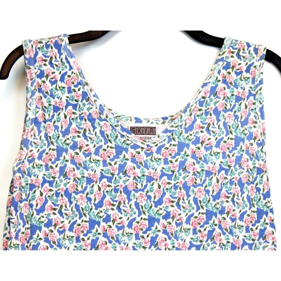 VTG Skyr Floral Knit Dress Granny Cottage Core sz Med House Summer Casual - Picture 2 of 9